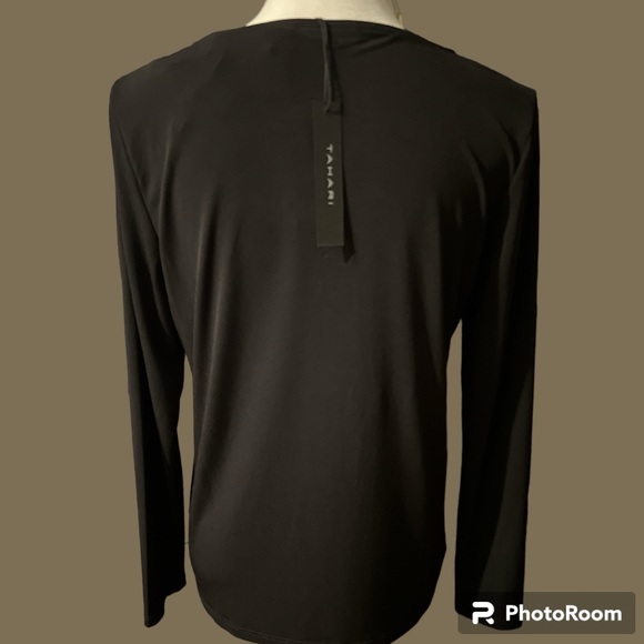 TAHARI- Black Blouse with Gold embellishment, NEW - Picture 2 of 2